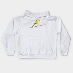 Bird on a Wire - Red, Green, Orange, and Yellow Cute Bird - Watercolor Painting Kids Hoodie